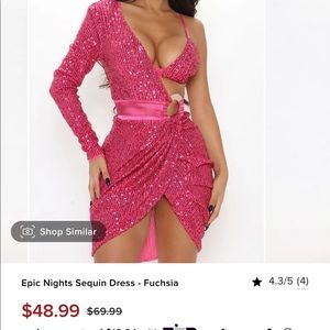 “Epic night sequin dress” fushia